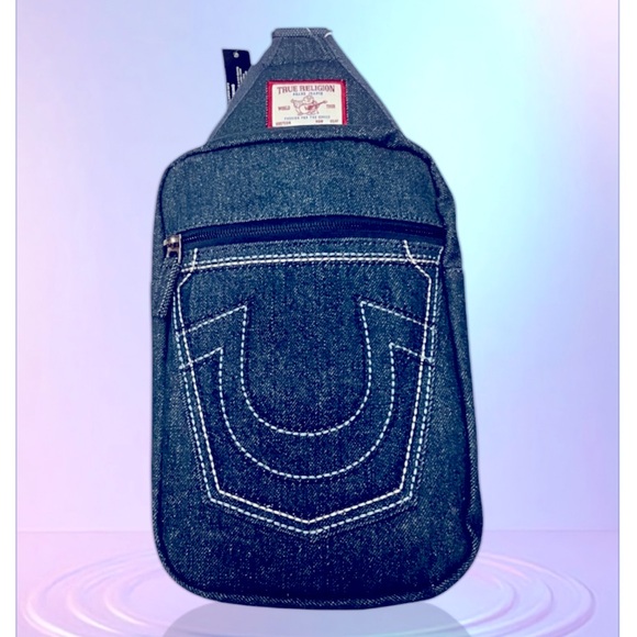 True Religion Unisex Indigo Blue Denim Grohl Sling Bag New With Tags - Picture 7 of 12